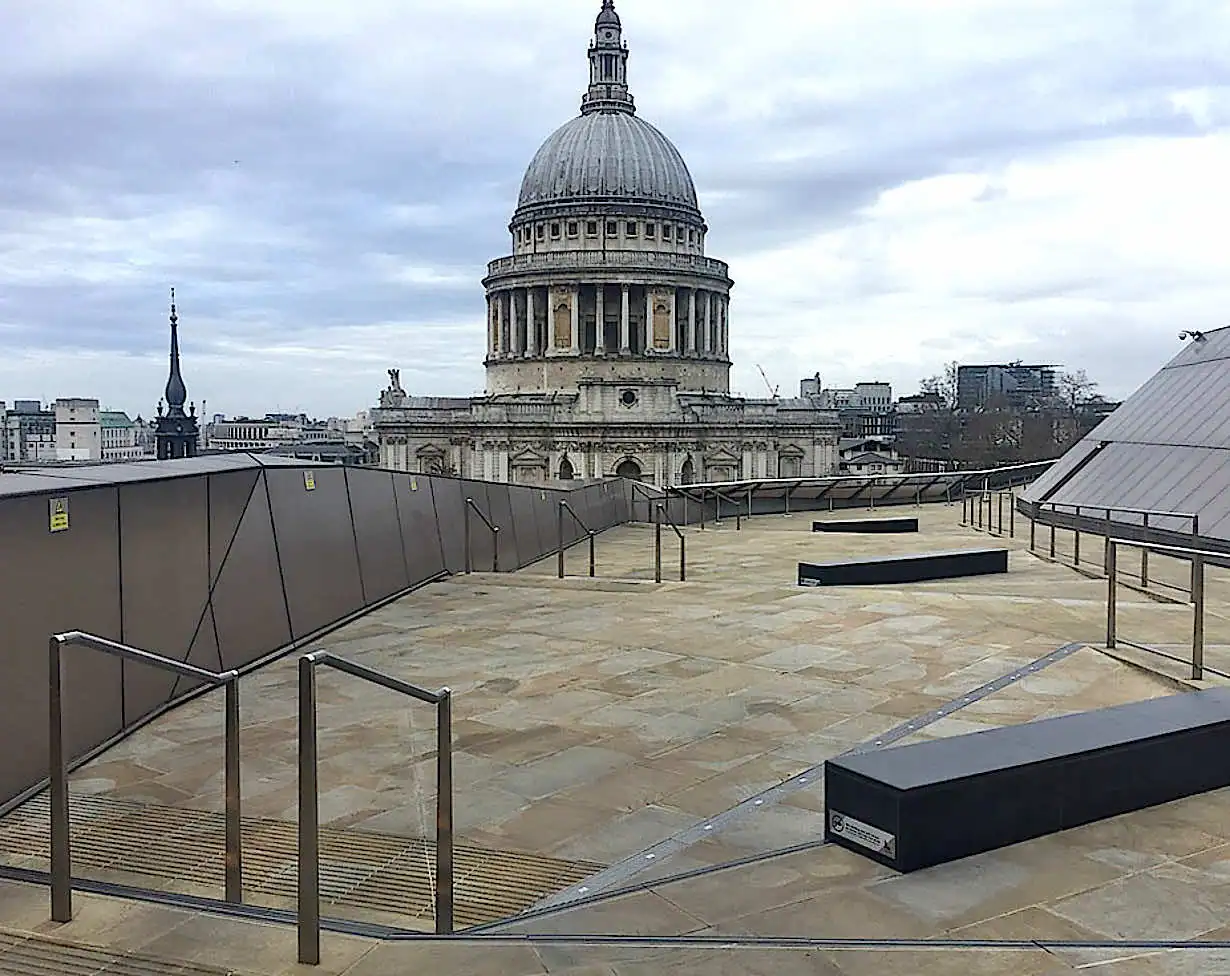 The open-air rooftop terrace at One New Change
