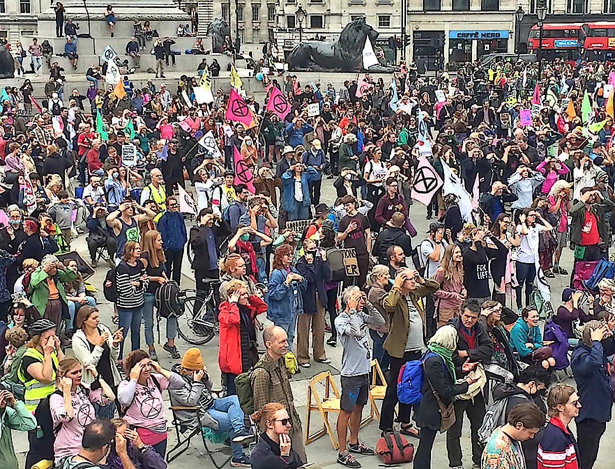 Extinction Rebellion protest in Trafalgar Square