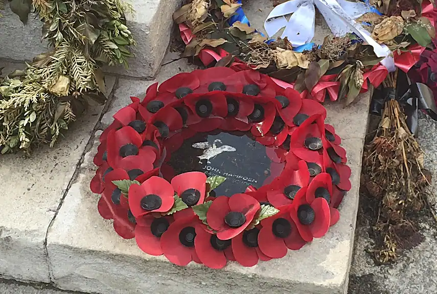 A Remembrance poppy wreath at the Cenotaph