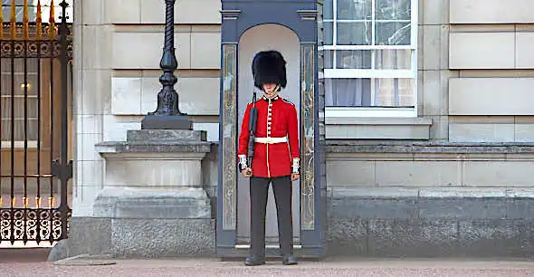 Foot Guard standing outside Buckingham Palace