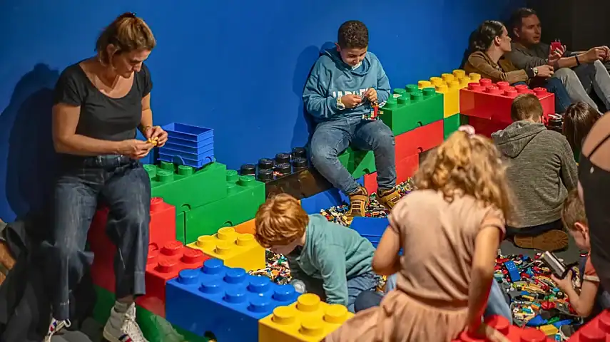 Creating a LEGO sculpture in the build area