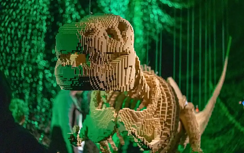 Tyrannosaurus Rex skeleton at The Art Of The Brick
