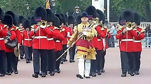 Marching band heading towards St. James's Palace