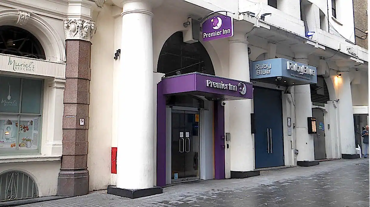 Entrance to the Premier Inn Leicester Square