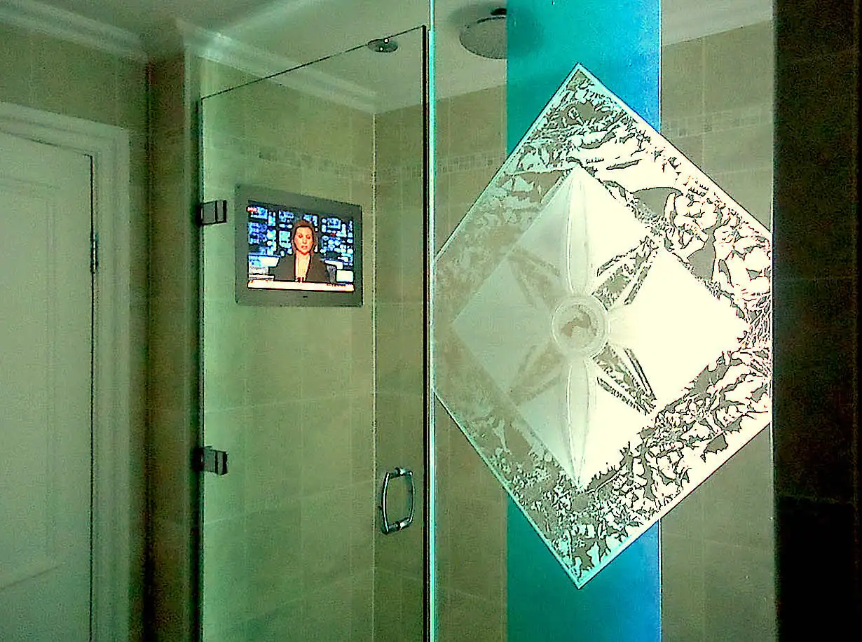 TV inside the shower cubicle