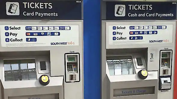 Self-service ticket machines at a train station